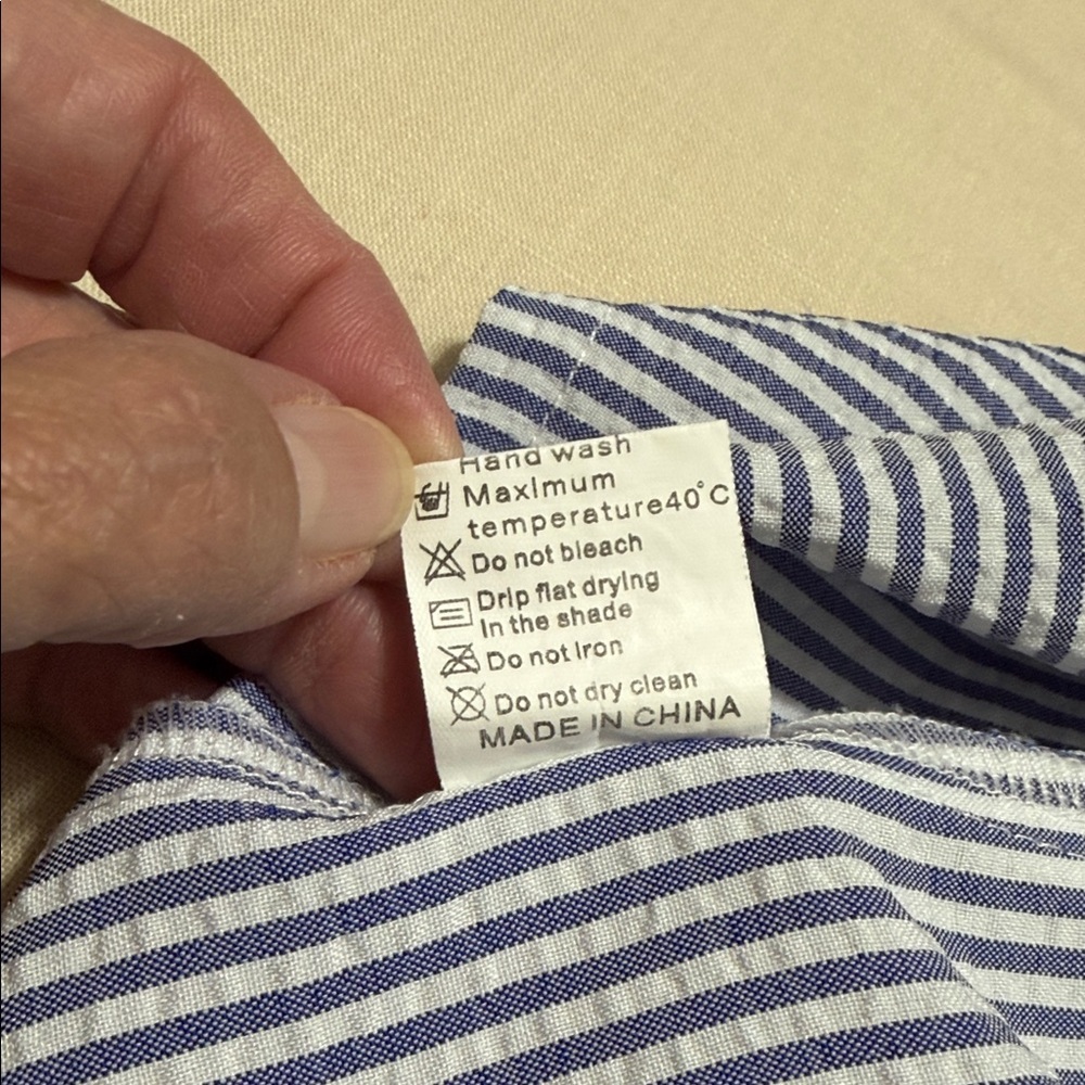 Yozly Blue, Pink & White Striped Snap Front House Dress, Size XXL - Picture 8 of 10